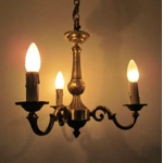 French brass and bronze 3 branch arm elegant vintage chandelier