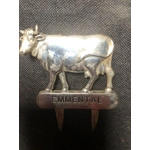 SIX vintage zoomorphic CHEESE LABELS made of silver-colored metal, in the original box, Silea, Franc