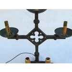 Antique Gothic Renaissance 3 branch iron table lamp