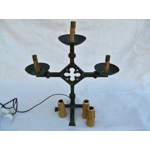 Antique Gothic Renaissance 3 branch iron table lamp