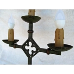 Antique Gothic Renaissance 3 branch iron table lamp