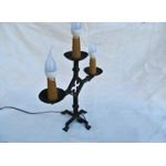 Antique Gothic Renaissance 3 branch iron table lamp