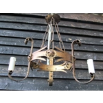 Spanish iron Gothic Renaissance chandelier Gold Gilt Candelabra 3 arm branch Arm in the form of a royal crown for easy restoration rewire