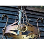 Spanish iron Gothic Renaissance chandelier Gold Gilt Candelabra 3 arm branch Arm in the form of a royal crown for easy restoration rewire