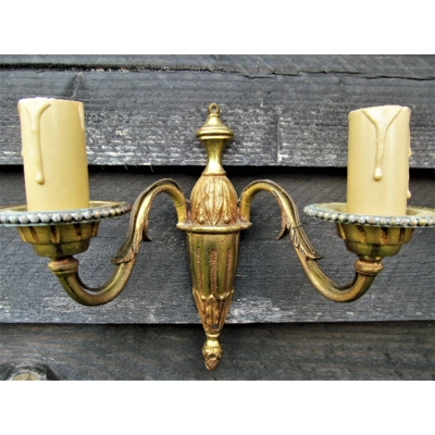 Excellent pair of old King Louis Philippe style twin arm bronze wall sconces wall lights fixtures French vintage style elegant and chic