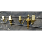 Excellent pair of old King Louis Philippe style twin arm bronze wall sconces wall lights fixtures French vintage style elegant and chic
