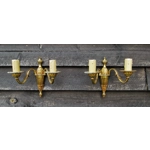 Excellent pair of old King Louis Philippe style twin arm bronze wall sconces wall lights fixtures French vintage style elegant and chic