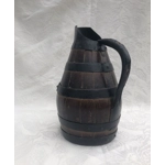 Antique French Wooden Wine Cider Jug Pitcher Staved Wood Metal Burgundy region, circa early 1900s