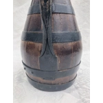 Antique French Wooden Wine Cider Jug Pitcher Staved Wood Metal Burgundy region, circa early 1900s
