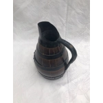 Antique French Wooden Wine Cider Jug Pitcher Staved Wood Metal Burgundy region, circa early 1900s