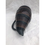 Antique French Wooden Wine Cider Jug Pitcher Staved Wood Metal Burgundy region, circa early 1900s
