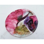 A lovely unique unusual handmade fused glass plate with stunning random colours, wall decor, window table ware interior or exterior