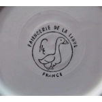 Delicious vintage French faience set for foie gras with 6 plates and 1 dish