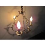 French Antique bronze 3 branch birdcage chandelier patinated,in excellent working condition solid heavy and Authentic