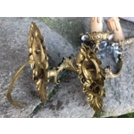Pair of French romantic vintage wall lights single arm with crystals, wall sconces
