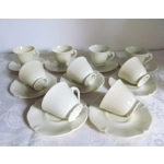 Nine charming vintage espresso pairs from the Limoges manufactory Malbec,Bonnet et Treillard France, 1950