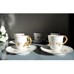 Five coffee pairs of amazing beauty and unusualness from one of the Limoges manufactories produced in 1890