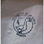 Delicious vintage French faience set for foie gras with 6 plates and 1 dish