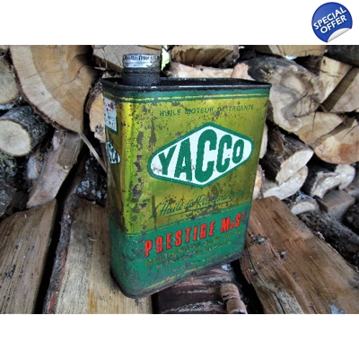 Old oil tin French Yacco bidon huile Yacco oldtimer garage publicity man cave retro vintage garage