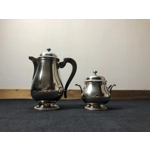 Christofle and Gallia Coffee pot and sugar bowl silver plated in Art Nouveau Regency style