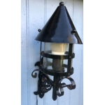 Gothic medieval chateau style vintage exterior wall-mount lantern,iron and steel with original glass
