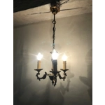 French brass and bronze mix Louis xv style 3 branch arm elegant vintage small chandelier on a good l