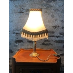 For restoration Pair of vintage victorian French table lamps with gilded metal bronze base with cream lampshade and stamped S&V base