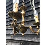 French brass and bronze mix Louis xv style 3 branch arm elegant vintage small chandelier on a good l