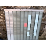 Industrial vintage 70s French Valrex memo board day planner wall mounted organiser in metal with light patina and rust retro kitchen garage