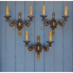 Vintage Bronze Swan Wall Lights Lucien Gau – Set of 3 Double Sconces