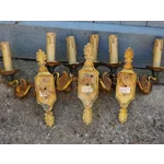 Vintage Bronze Swan Wall Lights Lucien Gau – Set of 3 Double Sconces
