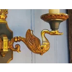 Vintage Bronze Swan Wall Lights Lucien Gau – Set of 3 Double Sconces