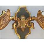 Vintage Bronze Swan Wall Lights Lucien Gau – Set of 3 Double Sconces