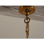 Vintage French Empire Chandelier – 3-Arm Brass Dark Green Tole Pendant Light