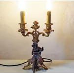 Antique Bronze Harpist Candelabra Table Lamp – Victorian French Rococo Revival Style C1870s