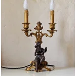 Antique Bronze Harpist Candelabra Table Lamp – Victorian French Rococo Revival Style C1870s