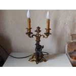 Antique Bronze Harpist Candelabra Table Lamp – Victorian French Rococo Revival Style C1870s
