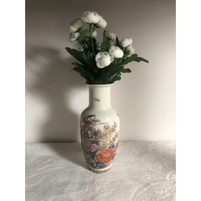 Vintage ceramic vase with floral design by Shibata manufactory, Japan, 1980s
