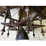 Star of David wooden synagogue Jewish light fitting for wall or column mount, wooden double stars with a row of lights very rare and unique