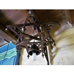 Star of David wooden synagogue Jewish light fitting for wall or column mount, wooden double stars with a row of lights very rare and unique