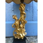 Vintage Art Nouveau Style mid century A.Santini Asian Inspired Sculpture Desk Lamp, Italy, 1950-60