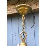 French antique large brass ceiling light chandelier with 6 scrolled arms branches brass fixture solid and well made c1920s