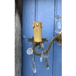 Pair of Louis Philippe Double Arm Wall Lights Sparkling Crystal Original French Wall Sconces Brass Bronze Lights Romantic Glass Crystals