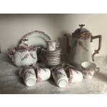 Antique tea/coffee set of 10 persons, made by the Limoges manufactory La Violette (1896- 1905), Fran