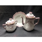 Antique tea/coffee set of 10 persons, made by the Limoges manufactory La Violette (1896- 1905), Fran