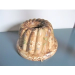 Vintage french traditional ceramic moule a kouglof/pan with hand-painted pattern.