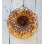 Vintage french traditional ceramic moule a kouglof/pan with hand-painted pattern.