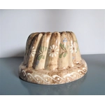 Vintage french traditional ceramic moule a kouglof/pan with hand-painted pattern.