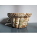Vintage french traditional ceramic moule a kouglof/pan with hand-painted pattern.