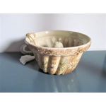 Vintage french traditional ceramic moule a kouglof/pan with hand-painted pattern.